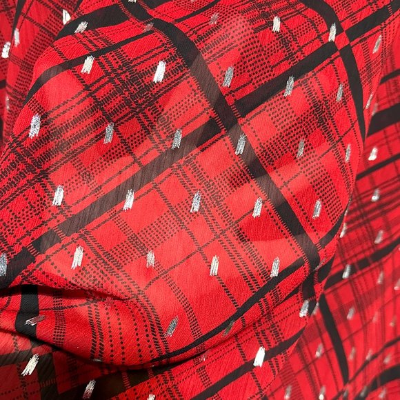 NWT Slim Factor Investments Blouse Long‎ Sleeve Sheer Tie Size XL - Picture 13 of 16